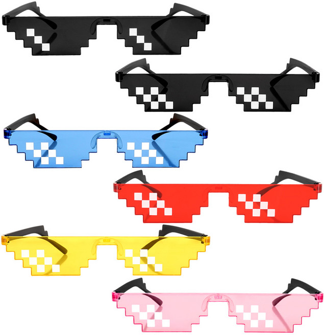 파티짱 픽셀 선글라스 파티 안경 레트로, 블랙(2줄)