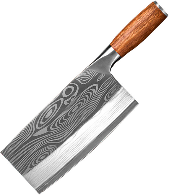 스프링원 중식도 스텐 다마스커스 칼 원목손잡이, 혼합색상