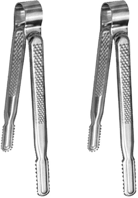 국산 다이아 엠보싱(논슬립) 스텐 악어집게 23cm 중, 2개, 실버