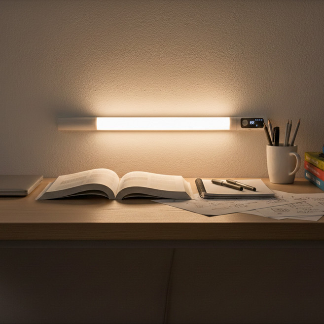 사는잼 LED 대용량 3000mAh 원통형 무타공 충천 붙이는 전등 센서등 화장대 독서등 조명 각도조절, 화이트+실버