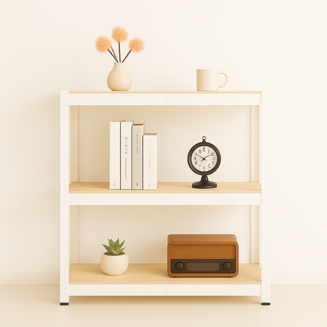 EDM-30 철제 조립식 무볼트 앵글 선반 경량랙, 3단, 화이트