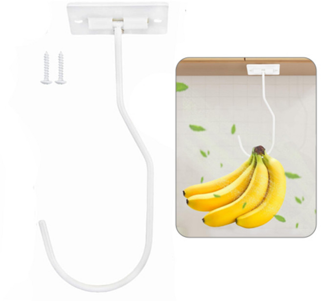 YGG 무타공 부착식 바나나걸이 거치대, 1개, 화이트