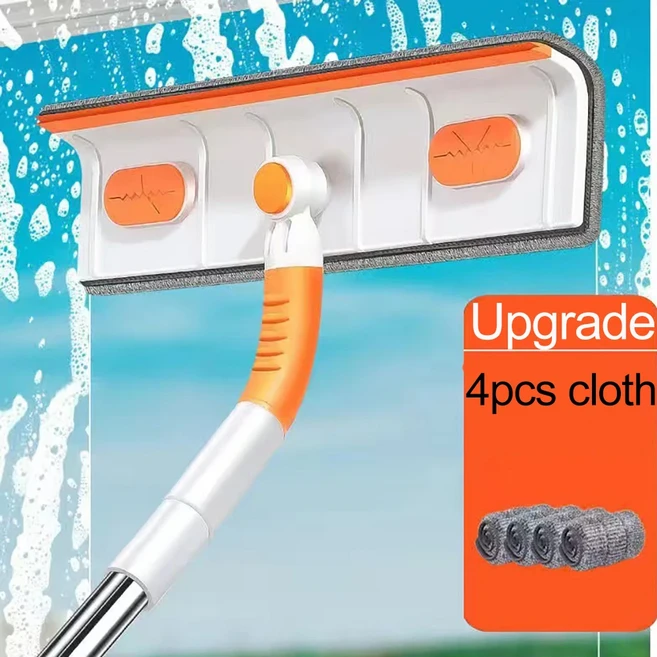 창닦기 2in1 창문 청소기 연장봉 포함 텔레스코픽 세척 장비 180도 조절 가능 헤드 유리 도구, 03 Mop with 4pc pad