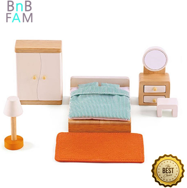 인형의집 꾸미기 원목 침대 가구 소품 장난감 놀이용품 인형친구 동생인형, 1개
