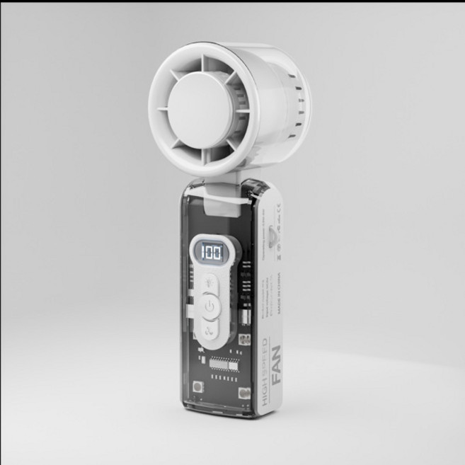 2025 미니 고풍량 휴대용 선풍기 투명 메카풍 고속 냉각 아이스팩 팬 휴대용 USB 충전식 선풍기, [05] White  B2