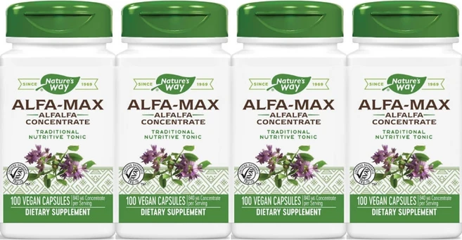 네이처스웨이 알파 맥스 농축 알팔파 420mg, 4개, 100정 - 쿠팡