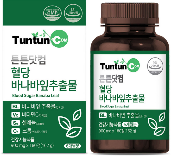 튼튼닷컴 혈당 바나바잎추출물 [6개월분] - 900 mg x 180 정 (총 162 g), 180정, 1개