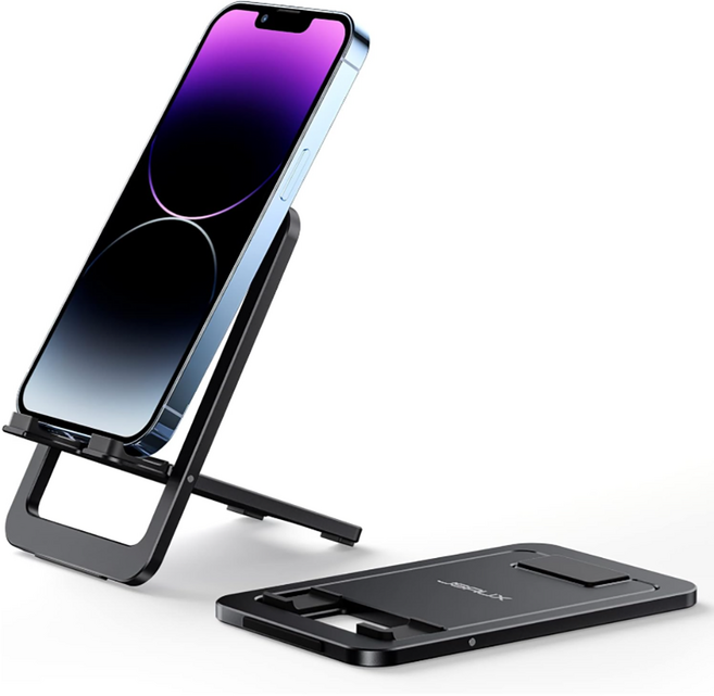 JSAUX 탁상용 접이식 튼튼한 스마트폰 휴대폰 태블릿 거치대, 1개, 블랙