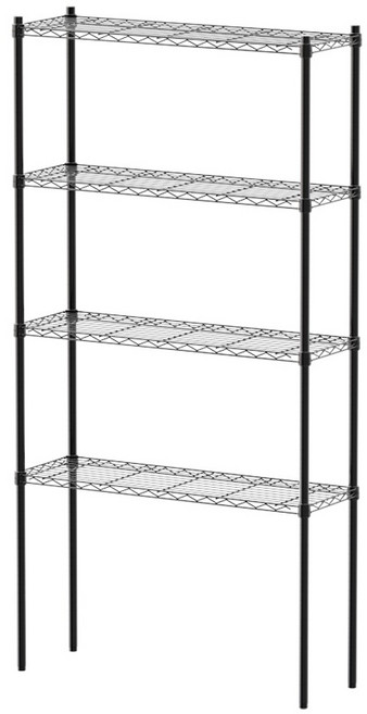 比架王 輕型 90x30x180cm 四層波浪架, 黑色, 1個