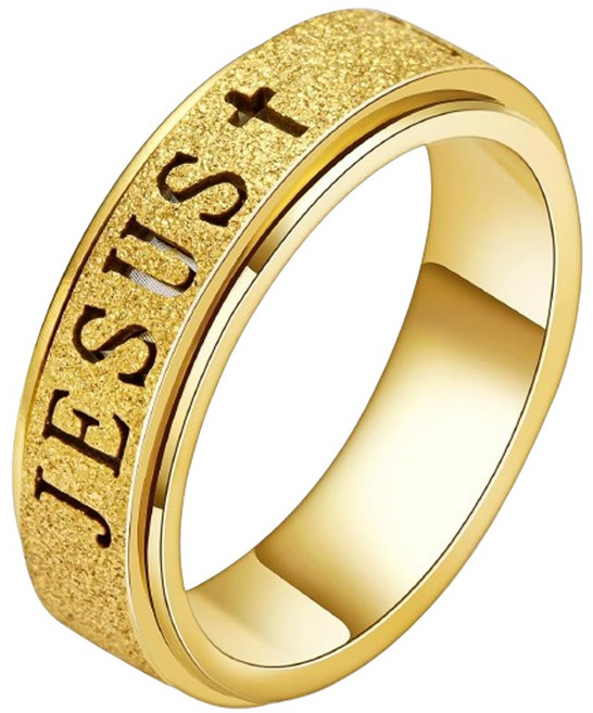 민크 JESUST 십자가 360 회전 티탸늄 스틸 316L 6MM 써지컬반지