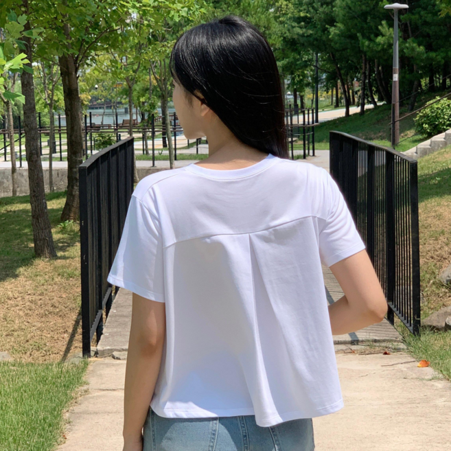 풀루스 여성용 세미크롭 반팔티