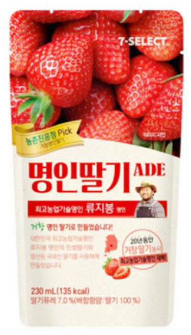 명인딸기 에이드 파우치음료, 230ml, 10개