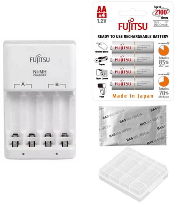 후지쯔 스마트 급속충전기+후지쯔 충전지 세트 AA AAA 스탠다드 프리미엄 파나소닉 에네루프 동급, 후지쯔급속충전기+스탠다드 AA(큰거4알), 1개