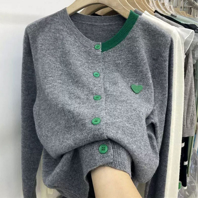 봄가을 패션 따뜻 매력 상의 센스 품질 울 패치 박시 이너 겨울철 따뜻 보호 긴팔 퍼 니트 가디건 부드러운 소재 편안 데일리