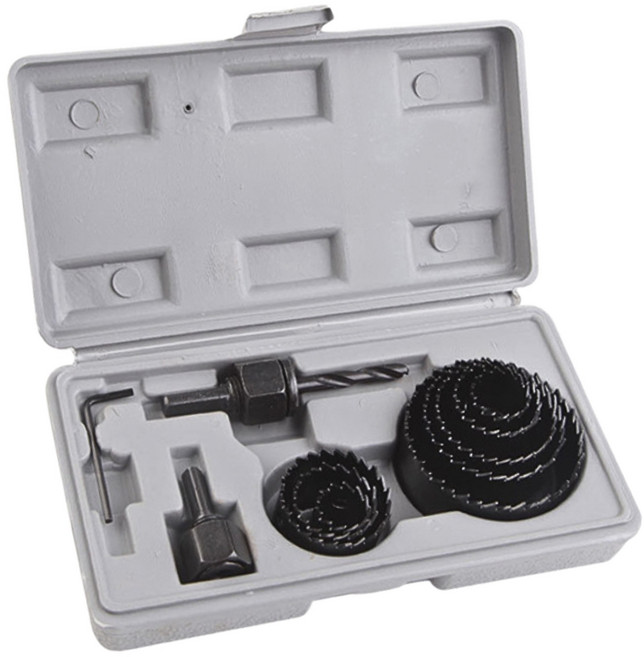 tinduo 목공용 목재 철판 플라스틱 바이메탈 목공 홀소 천공 19-64mm 8종 세트, 블랙