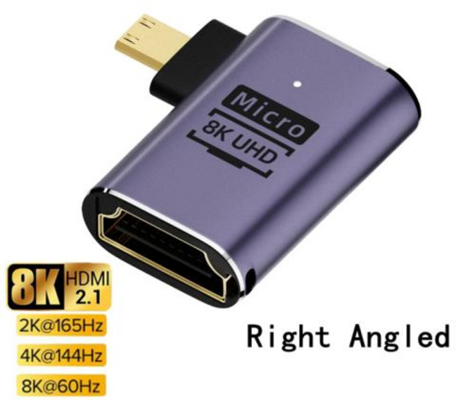 360 도 각도 U자형 L 컨버터 미니 HDMI 수-HDMI 호환 2.1V 암 익스텐션 4K 5K 3D UHD 8K 60Hz 어댑터, 1개, 18) HD-083-Right - 1PCS 8K HDM