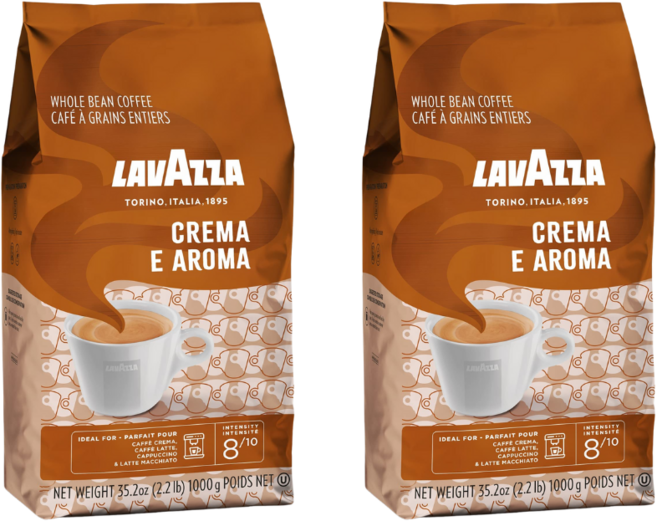 Lavazza 라바짜 크레마 아로마 커피, 홀빈(분쇄안함), 2팩, 1kg