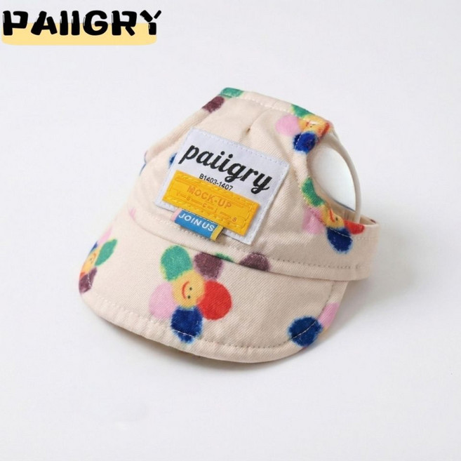 PAIIGRY 寵物狗狗帽 防曬遮陽帽, 1個, 白色小花 2601M 頭圍33-38cm【建議10-20斤以內】