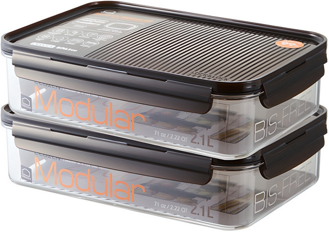 락앤락 모듈러 밀폐용기 직사각, 2개, 2.1L