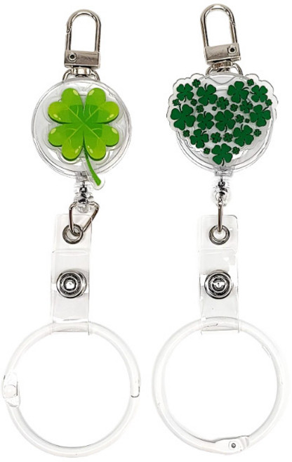 MDC 럭키 클로버 릴홀더 2종 / 간호사릴홀더 출입증태그홀더, 1개, 네잎클로버