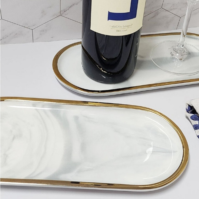 대리석 마블 트레이 차키 향수 화장대 정리 디퓨저 쟁반, 소형, 회색