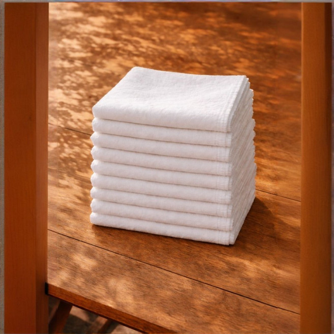 순면 소창수건(무형광), 4중(정련완료)꽃무늬, 10개