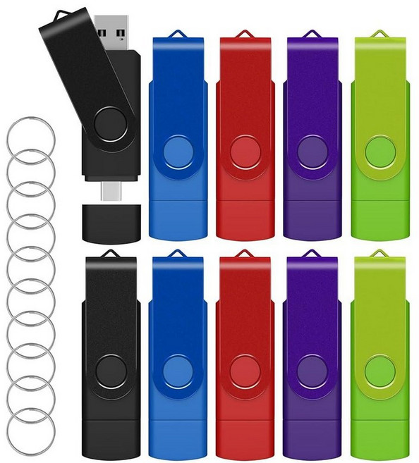 AreTop 16GB USB C 썸 드라이브 듀얼 2.0 플래시 회전 디자인 2-in-1 휴대용 타입-C 메모리 스틱 안드로이드 스마트폰 컴퓨터 맥북 태블릿 PC용 1, 10개