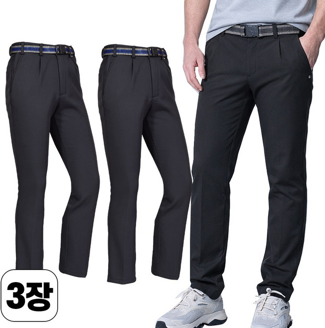 스타일필드 3세트 여름시즌 시원한 남성 무지 일자 벨트 바지 작업복 아웃도어 팬츠 아빠 옷 JUB100