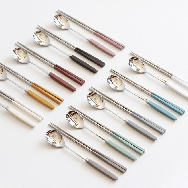 [2+2 4인세트] 카모메키친 10 COLORS 수저세트, 1세트, 숟가락 4개 + 젓가락 4개, 파스텔컬러 (4종색상)