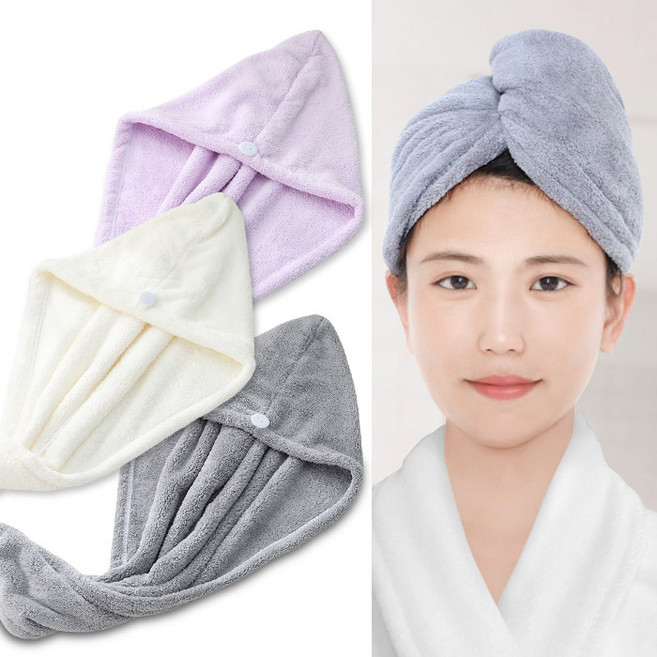 극세사 드라이 헤어타월 3종세트, 딥그레이+퍼플+아이보리, 2세트