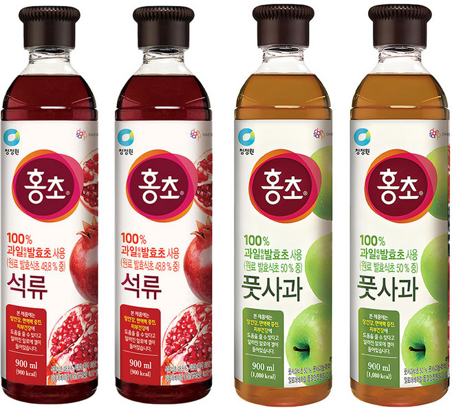 청정원 홍초 석류2+풋사과2, 1세트, 3.6L