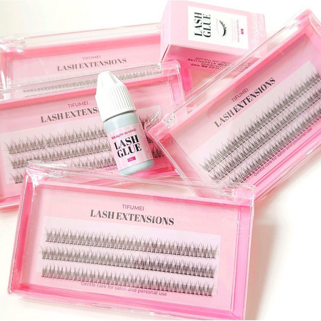 실속 구성 세트 셀프 인조 가닥 속눈썹 펌 연장 재료, 1개