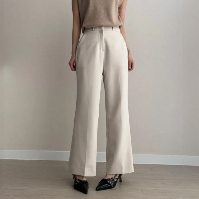 파츠 수선필요없는 숏 롱 기장선택 여성용 스트레이트 슬랙스 오피스룩 하객룩 일자바지 허리밴딩 팬츠