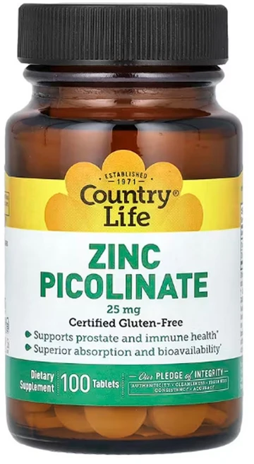 Country Life Vitamins 징크 피콜리네이트 25 mg 타블렛, 1개, 100정 - 쿠팡