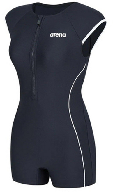 아레나 "플레이어" 여성 실내 2부 반신 슈트 집업 어깨 커버 수영복 (블랙) 2001아울렛부평점A5SL1LI08