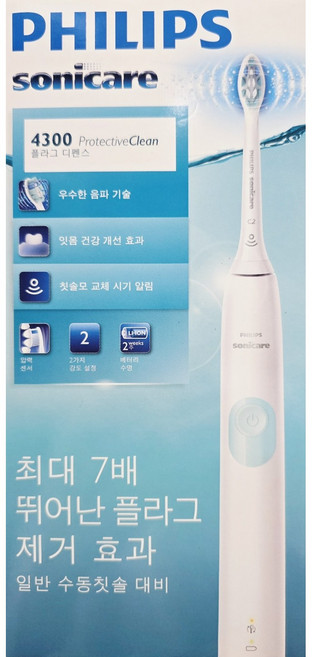 필립스 소닉케어 프로텍티브클린 4300 전동칫솔, HX6807/06, 화이트 + 민트, 1개