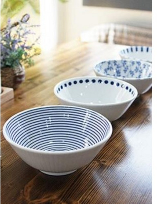 일본제작 도자기 블루에가와리 면기 4P세트 gaj*4101so, 본상품선택, 1개