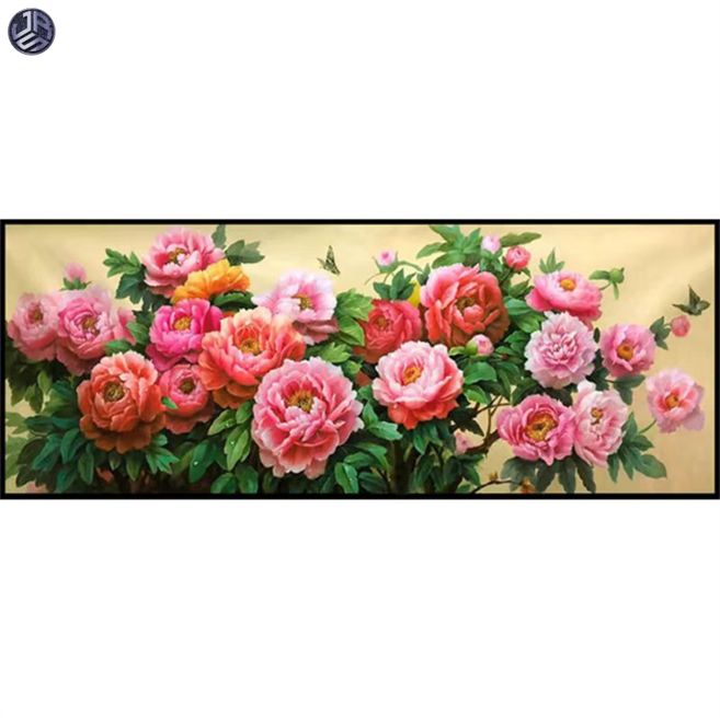 롱파토이 집안에 재물복 돈바람 불어 넣는 모란꽃 대형 보석십자수 예쁜 목단 비즈십자수 붙이기 취미, 120x60cm, 1개