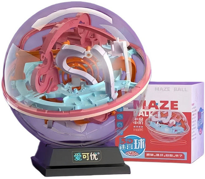 3D 立體迷宮球 益智減壓玩具 培養專注力 邏輯思維 94關, 圓迷宮球【118關+贈底座】, 1個
