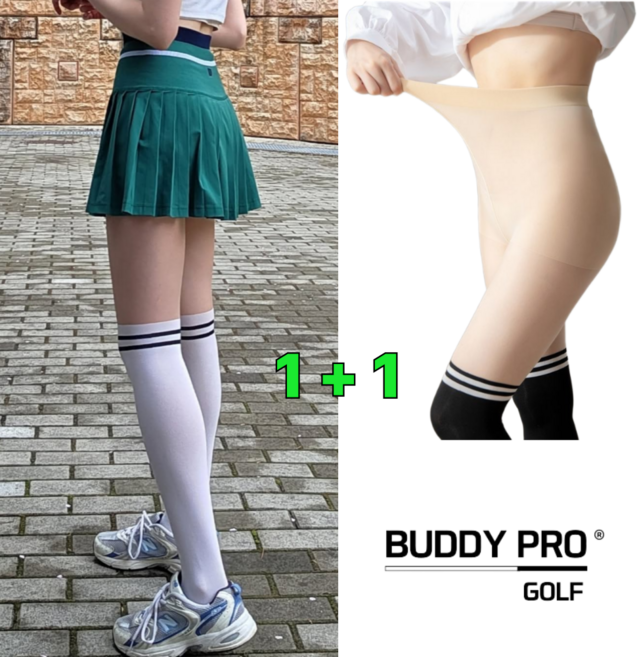 버디프로 투톤 골프스타킹 사계절 uv차단, 1세트, (블랙+화이트)