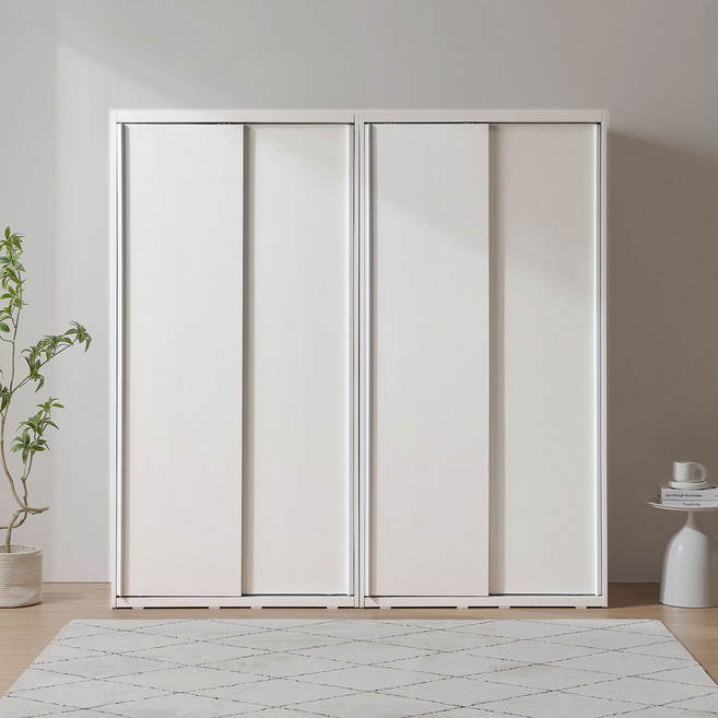 파로마 소이 2000 슬라이딩 옷장세트 YUR205, 화이트화이트