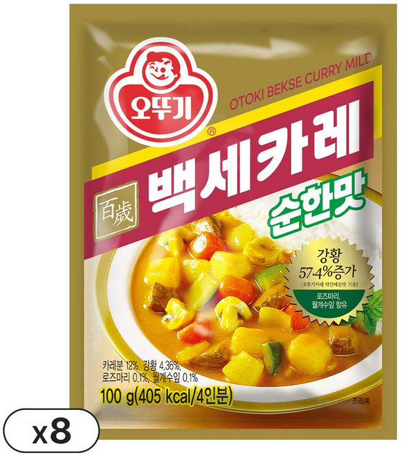 오뚜기 백세카레 순한맛, 100g, 8개