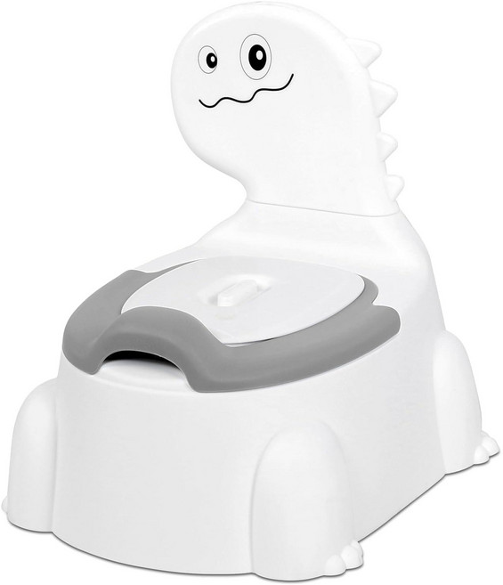미미코 유아 배변훈련 다이노 변기, 화이트+그레이
