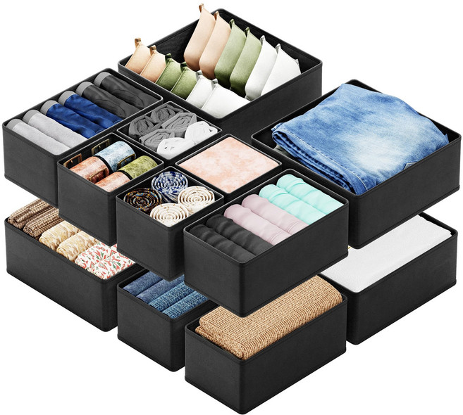 서랍형 옷 정리함, 12개, 검은색