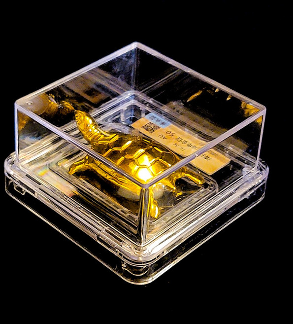 황금 거북이 재물 발복 거북이 금괴 황금 거북이 돈벼락 졸부귀 금거북이 골드 금전운 재물대박 풍수소품 순금도금24K, 진공투명케이스포장+거북이금괴