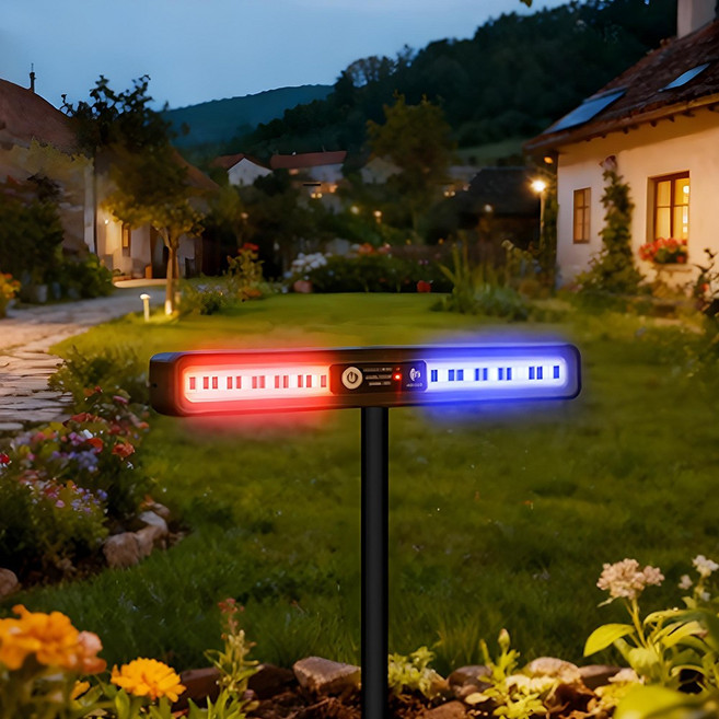 태양광 경광등 LED 경고등 동물퇴치 퇴치기 태양열 쏠라 경고등 싸이키, 블랙, 1개