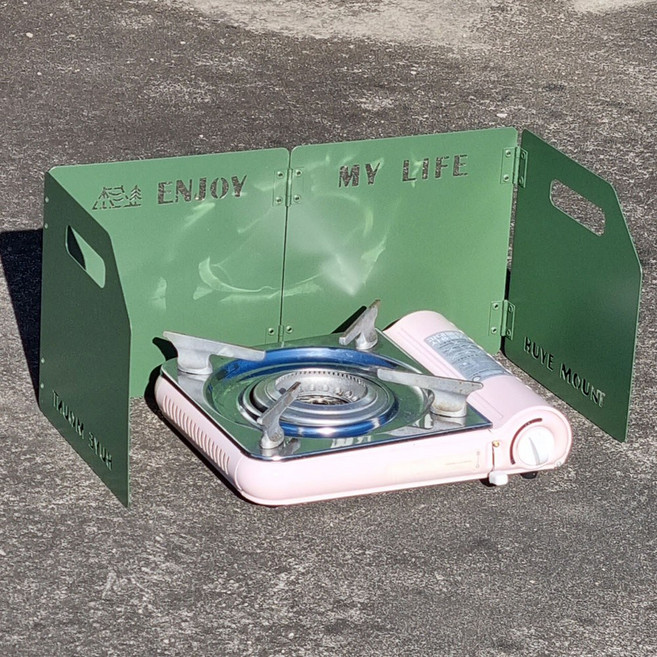 캠솔루 접이식 버너 바람막이, 캠솔 그린, 1개