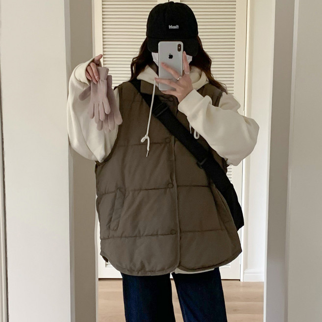 겨울 오버사이즈 빵옷 패딩 코튼 베스트 여 나시 나시 코트