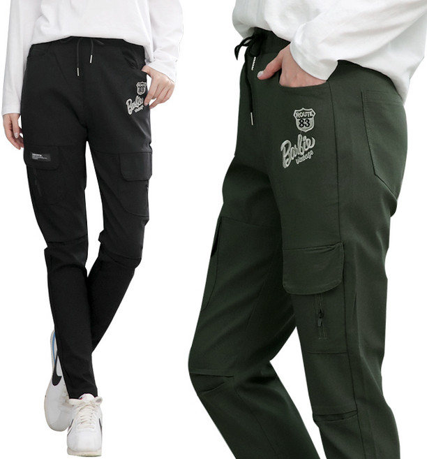 스타일샵간지 여성 루트83 자수 면스판 카고팬츠-봄 가을