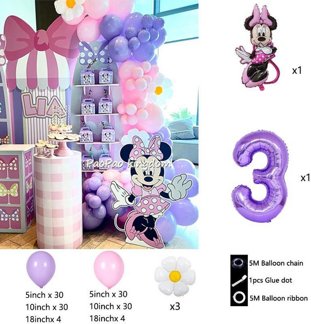 핑크 미니 마우스 풍선 가랜드 키트 생일 라텍스 파티 장식 글로 선물 샤워, 5. R649-3